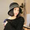 Sombrero de Pescador Tejido Delgado de Moda Estilo Coreano para Mujer, Primavera y Verano, Adelgazante de Rostro, Sombrero de Cubo Versátil Casual Tejido Hueco