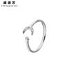 Versión coreana de anillo de luna de plata esterlina s925 para mujer, anillo abierto simple de circonita, diseño de nicho, joyería al por mayor