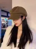 Llegada nueva boina mujer otoño e invierno que muestra la cara pico de pato octagonal gorra circunferencia de cabeza grande retro francés gorra de vendedor de periódicos moda