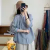 Camisa bordada estilo chino, nuevo modelo verano 2024, estilo artístico vintage, corte holgado, mangas tres cuartos, versátil, camisa básica talla grande