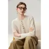 ¡Un gran hallazgo! Suéter de cachemira para mujer, estilo minimalista, cuello redondo, tejido grueso, de cachemira, suelto y favorecedor, top versátil