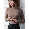Camisa de base de lijado grueso nueva de otoño e invierno con top de cuello alto sencillo