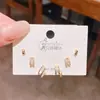 Set de Pendientes Geométricos de Concha y Circonita Nuevo de Primavera, Juego de Tres Pares, Pendientes Geométricos de Lujo de Alta Gama con Aguja de Plata para Mujer