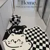Tapete de Entrada de Ursinho Fofo Área de Troca de Sapatos Resistente à Sujeira e Fácil de Cuidar Tapete de Chão de Laço de Seda Estilo Cartoon Entrada Tapete Antiderrapante