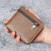 Popular Cartera Retro para Hombre Corta Estudiante Ranuras Múltiples para Tarjetas Gran Capacidad Billetera con Cremallera para Monedas Portatarjetas Cartera Suave