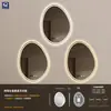 Espejo de baño de alta gama, sin marco, forma irregular, espejo de baño LED inteligente de mango, espejo de tocador de pared, espejo inteligente