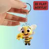 Llavero de Serie de Girasol y Abeja Lindo y Divertido de Amazon Transfronterizo Colgante de Mochila de Margarita Acrílica 2D