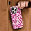 Funda de Teléfono Texturizada con Patrón de Cebra Rosa Apple 17Pro Película Dos en Uno Iphone14 Funda Protectora Anticaídas