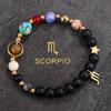 12 Pulseras de Doce Constelaciones, Pulseras de Cristal para Mujeres y Hombres, Abalorios Hechos a Mano, Piedras Naturales, Ocho Planetas, Estilo Popular Transfronterizo