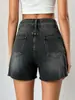 Moda Verão Novo Estilo Feminino Simples Versátil Shorts Jeans com Bordas Desfiadas Jeans Feminino