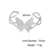 Pulsera Abierta de Acero Inoxidable de Venta Caliente Europea y Americana, Nicho Elegante de Gama Alta con Diseño de Mariposa, Pulsera de Acero de Titanio Dorado de 18K para Mujer