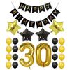 40 polegadas número 18 30 60 anos de idade aniversário balão de folha de alumínio aniversário preto estrela de ouro colorido bandeira puxar bandeira terno atacado