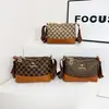 Bolsa Transversal Costura Retrô Cor Contrastante para Sair, Alça Larga, Bolsa de Ombro Casual, Grande Capacidade, Bolsa Quadrada Pequena Fashion com Múltiplos Compartimentos