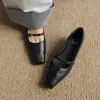 Zapatos retro estilo francés Mary Jane, nuevo modelo verano 2026, punta cuadrada, tacón fino, correa única con hebilla, zapatos para mujer para ir al trabajo