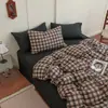 Juego de ropa de cama estilo Ins de cuatro piezas, funda de edredón de algodón lavado y algodón puro, sábana de cama 100% algodón, juego de tres piezas para dormitorio de estudiante