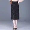 Nueva falda de mujer estilo chino para otoño e invierno 2026, de cintura alta, con abertura, de longitud media, falda lápiz recta tradicional