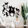 Br3389 Retrato Familiar de Gatos Casual Silueta Pegatinas de Pared Autoadhesivas Dormitorio Sala de Estar Pared de Fondo Embellecimiento Pegatinas Decorativas