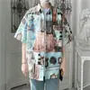 Camisa Floral de Manga Corta Retro Ulzzang Estilo Hong Kong para Hombre Estilo Harajuku Holgada Ins Camisa Ropa de Protección Solar para Pareja de Playa Moderna