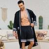 Roupa de Dormir Masculina com Robe de Cetim Estilo Barroco Europeu e Americano, Shorts, Roupa de Casa 3403 3397