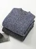 25 Suéter Grueso de Lana 100% Otoño e Invierno para Hombre Cuello Alto Medio Cremallera Cárdigan Chaqueta Versátil Holgada Base de Cachemira para Negocios