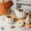 Tetera de Cerámica Personalizada, Juego de Té de Halloween con Forma de Calabaza, Cafetera y Taza Sencillas de Color Sólido Esmaltadas en Horno con Relieve