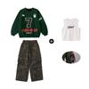 Roupas de Moda Infantil Hip-hop Conjunto de Moletom Largo para Meninos Fantasia de Dança Fantasia de Performance Hip Hop Infantil para Meninas