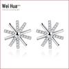 Weihua Luz do Sol Brincos de Prata Feminino Coreano Prateado Joias Descendentes Flores Brincos do mesmo estilo Seiko Zircon