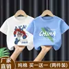 Camiseta de Manga Curta de Verão para Meninos 2026 Novo Estilo de Verão Top de Manga Curta Infantil Tendência Algodão Puro Roupa Infantil Camiseta Tendência