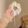 Bufanda Cuadrada de Cuadros Azules Coreana con Lazo, Goma para el Cabello, Diadema de Alta Gama para Mujer, Cuerda para el Cabello, Diadema de Moda, Accesorios para el Cabello