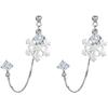 Aretes de Copo de Nieve de Plata Esterlina 925 Dos Agujeros en la Oreja Aretes de Copo de Nieve Estilo Frío Moda Coreana Aretes de Doble Agujero en la Oreja Plata Esterlina