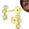 1 Par de Tarraxas para Hélice Auricular em Aço Inoxidável + Cobre Banhado a Ouro Real e Zircônia, Joia Piercing com Haste Fina de 20g, Produto Transfronteiriço Mais Vendido, em Estoque