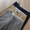 Estación Europea Verano Delgado Algodón Lyocell Dosificación Elástico Suave Transpirable Hombres Gris Negocio Rectos Casuales Pantalones