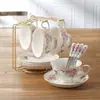 Conjunto de Xícara e Pires de Cerâmica Estilo Europeu, Conjunto de Café para Chá da Tarde, Xícara e Pires de Café Estilo Europeu Banhados a Ouro de Luxo Leve