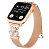 Adecuado para Apple 1-10 Generación Correa Metálica para Reloj Apple Watch Corazón Trébol Milanés Ultra