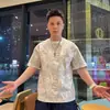 Camiseta Masculina Retro Tie-Dye com Bordado de Letras da Marca, Gola Redonda, Manga Curta, Tendência de Verão, em Estoque na Fábrica