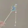 Novo Grampo de Cabelo Borboleta Esmaltado Estilo Chinês para Mulheres, Acessório de Cabelo com Borla Estilo Antigo, Grampo de Cabelo Ornamentado para Cabelo Hanfu Estilo Fada Venda por Atacado