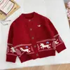 Suéter Cardigan de Lã Grossa Edição Ano do Pônei 2025 Outono/Inverno Fair Isle Versátil para Crianças