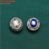 Plata de Ley S925 Hueca con Agujero Pasante Piedra Incrustada Lapislázuli Ágata Ámbar Nube Trasera Accesorios Vintage DIY Materiales para Abalorios Hechos a Mano