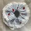 Estilo Coreano Pequeno Fresco Listrado Amor Camada Dupla Anel de Cabelo Intestino Grosso Primavera e Verão Menina Doce Rabo de Cavalo Corda de Cabelo Acessórios de Cabelo