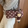 Bolsa de ombro feminina de camurça com poá veludo retrô estilo coreano 2026, nova bolsa feminina de nicho, requintada para o outono