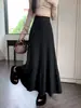 Falda midi de punto color marfil para mujer, nueva colección otoño/invierno 2026 estilo europeo, de cintura alta, plisada, falda de línea A con silueta fluida