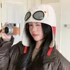 Chapéu Feminino Estilo Japonês para Outono e Inverno com Lã, Chapéu Quente, Óculos, Chapéu de Aviador, Chapéu Trapper Versátil à Prova de Vento com Proteção para Orelhas