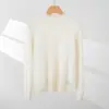Série Escovada Moda Gola Alta Meia 100% Caxemira Pura Suéter Feminino Quente Outono e Inverno Solto Preguiçoso Tricô Camada Base