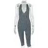 Roupas casuais esportivas femininas estilo europeu e americano, macacão preto e branco de gola V e alça no pescoço, justo ao corpo, elástico, simples, novo macacão longo