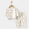 Conjunto de Gaze para Bebê, Roupas de Casa para Bebê, Tops e Calças de Fibra de Bambu de Manga Longa, Roupas de Verão com Ar Condicionado para Crianças Meninas