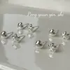 Suchuang S925 Prata Esterlina Brilhante Cinco Pontas Estrela Amor Brincos Femininos Versátil Elegante Alto Padrão Sensação Estilo Ins Nicho Brincos
