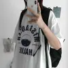 Venta Relámpago: Camiseta Casual de Manga Corta Estilo Americano Verano Versátil Holgada Estampado en Inglés Marca de Tendencia Cuello Redondo