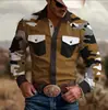 Comercio Exterior Transfronterizo Venta Caliente Estilo Explosivo Camisa de Manga Larga para Hombre Primavera Otoño Estilo Vaquero Occidental Camisa Diaria para Exteriores Estampada Moderna