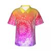 Camisa de praia neon com estampa digital de comércio exterior, camisa havaiana casual com estampa de leopardo, camisa masculina plus size, manga curta