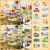Cartão de mesa escolar cerimônia sentido layout da sala de aula mesa decoração com balões suporte segurando cartão classe do ensino fundamental jardim de infância